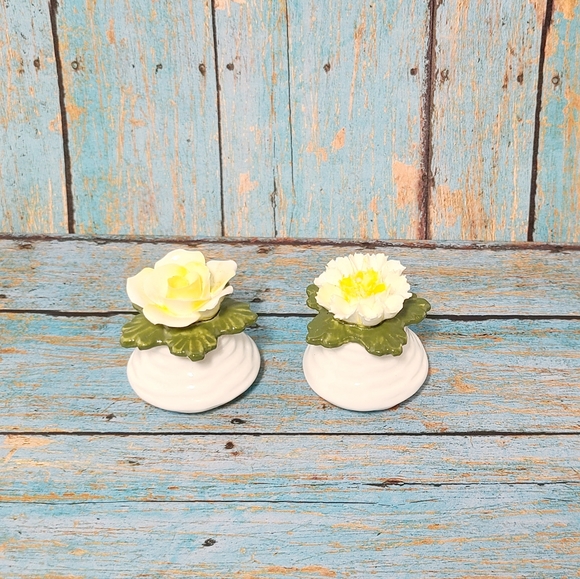 Vintage Aynsley 1950s Fine English Bone China Pair of Flower Salt & Pepper - Picture 5 of 5